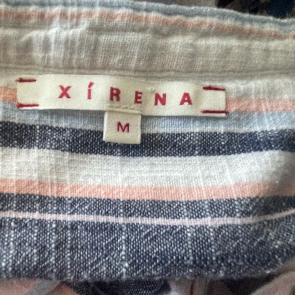 Xirena | Emersyn 100% Cotton Drawstring Waist Resort Beach Stripe Dress medium - Picture 4 of 6